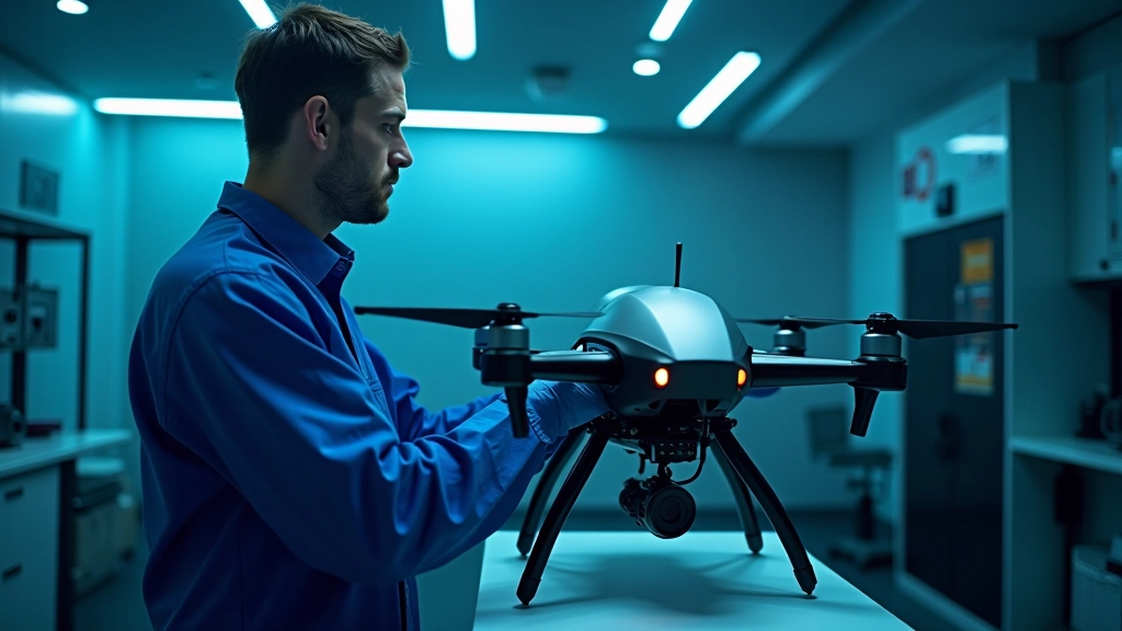 Drone submarino moderno em laboratório de pesquisa marinha, equipamento de alta tecnologia