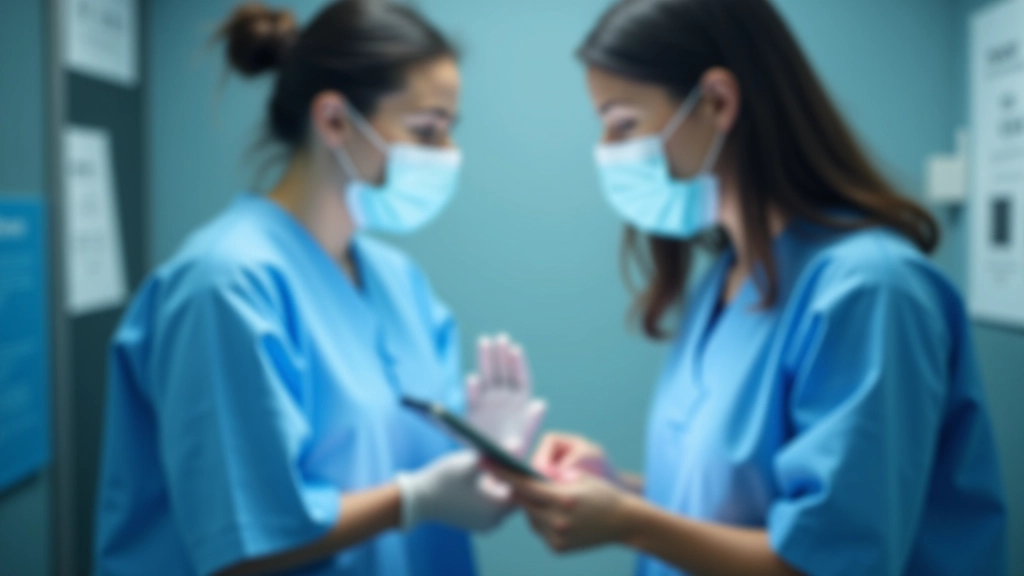 Saúde digital e tecnologia médica com profissional de saúde usando aplicação moderna